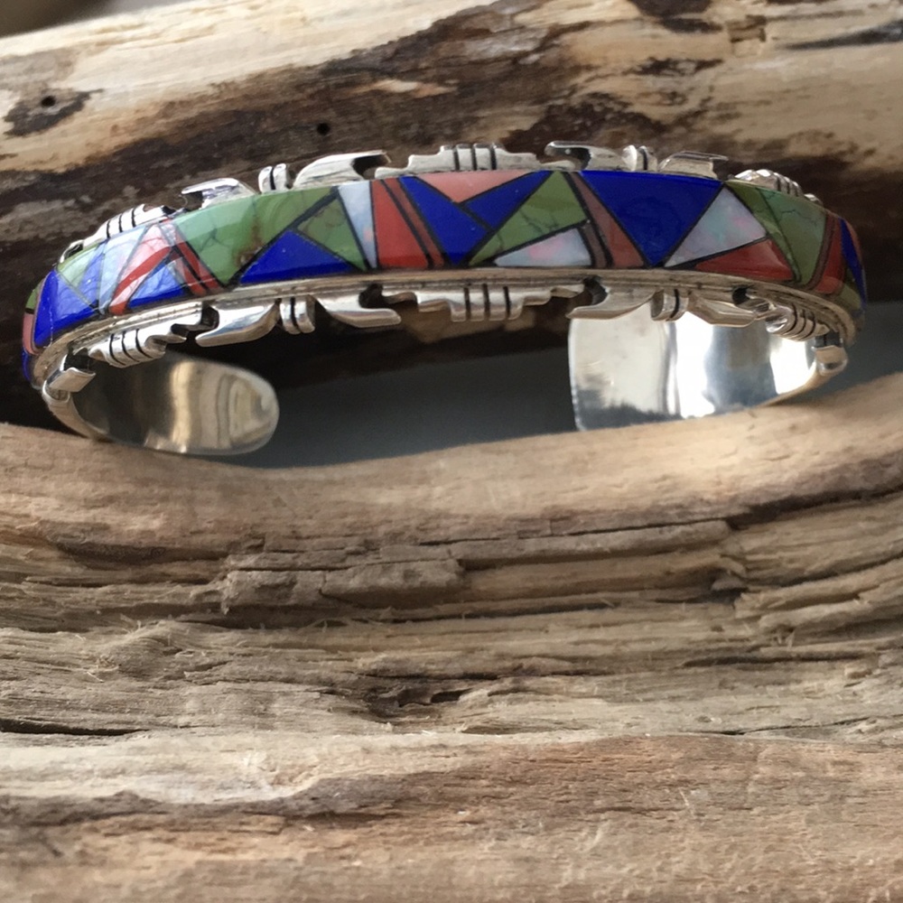 Sold Vintage Navajo A. Francisco Multi Stone Bracelet - Picture 6 of 15